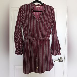 Hint of Blush Striped Marron Dress Size L
